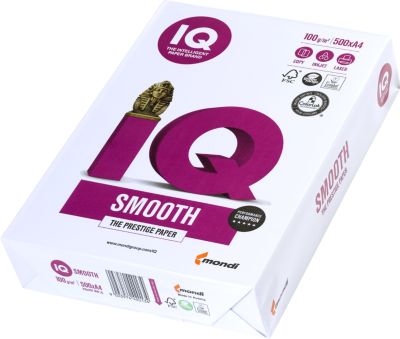Kopierpapier Mondi IQ Smooth, DIN A4, 100 g/m², hochweiß, 1 Paket = 500 Blatt