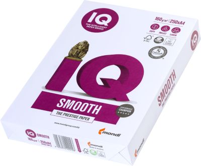 Kopierpapier Mondi IQ Smooth, DIN A4, 160 g/m², hochweiß, 1 Paket = 250 Blatt
