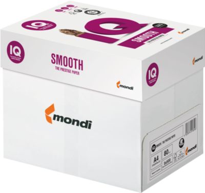 Kopierpapier Mondi IQ Smooth, DIN A4, 80 g/m², hochweiß, 1 Karton = 5 x 500 Blatt