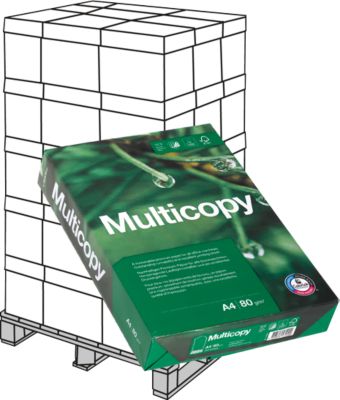Kopierpapier Multicopy, DIN A4, 80 g/m², weiß, 1 Palette = 200 x 500 Blatt