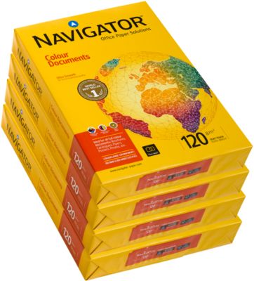 Kopierpapier Navigator Colour Documents, DIN A3, 120 g/m², hochweiß, 1 Karton = 4 x 500 Blatt