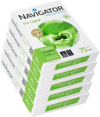 Kopierpapier Navigator Eco-Logical, DIN A4, 75 g/m², hochweiß, 1 Karton = 5 x 500 Blatt