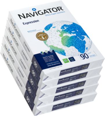 Kopierpapier Navigator Expression, DIN A3, 90 g/m², hochweiß, 1 Karton = 5 x 500 Blatt