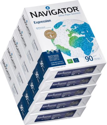 Kopierpapier Navigator Expression, DIN A4, 90 g/m², hochweiß, 1 Karton = 5 x 500 Blatt