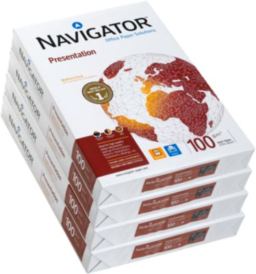 Kopierpapier Navigator Presentation, DIN A3, 100 g/m², hochweiß, 1 Karton = 4 x 500 Blatt