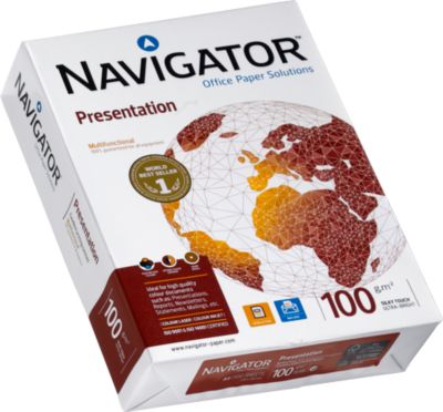 Kopierpapier Navigator Presentation, DIN A4, 100 g/m², hochweiß, 1 Paket = 500 Blatt