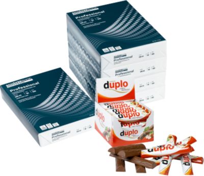 Kopierpapier Schäfer Shop Genius Professional, DIN A4, 80 g/m², weiß, 4 Karton = 20 x 500 Blatt + GRATIS Ferrero Duplo 40 Riegel