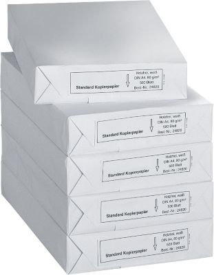 Kopierpapier Standard, DIN A4, 80 g/m², weiß, 1 Karton = 5 x 500 Blatt