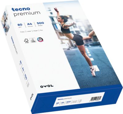 Kopierpapier tecno premium, DIN A4, 80 g/m², hochweiß, 1 Karton = 5 x 500 Blatt