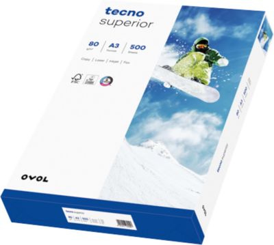 Kopierpapier tecno superior, DIN A3, 80 g/m², hochweiß, 1 Karton = 5 x 500 Blatt