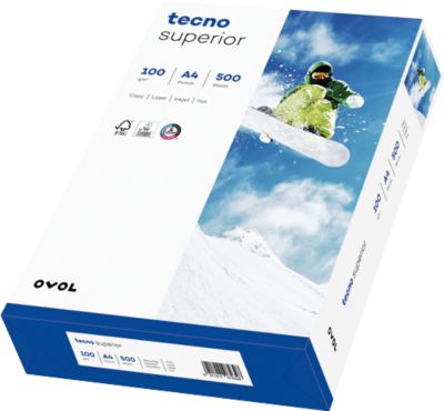 Kopierpapier tecno superior, DIN A4, 100 g/m², hochweiß, 1 Karton = 4 x 500 Blatt