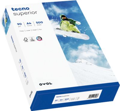 Kopierpapier tecno superior, DIN A4, 90 g/m², hochweiß, 1 Paket = 500 Blatt