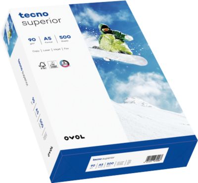 Kopierpapier tecno superior, DIN A5, 80 g/m², hochweiß, 1 Karton = 10 x 500 Blatt