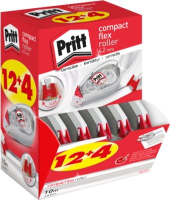 Korrekturroller Pritt Compact Flex, m. Push-&-Pull-Funktion, L 10 m x B 4,2 mm, 16er-Multipack