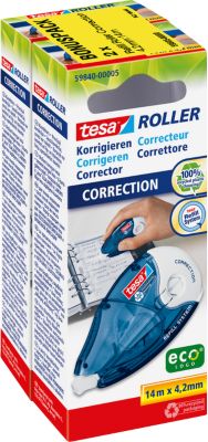 Korrekturroller tesa®, nachfüllbar, Sparpack, 14 x 4,2 mm, 2 Stück
