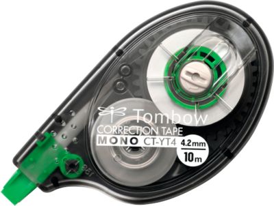 Korrekturroller Tombow MONO CT-YT4, seitliche Abrolltechnik, Bandmaße L 10 m x B 4,2 mm, zu 72 % aus Recycling-Kunststoff