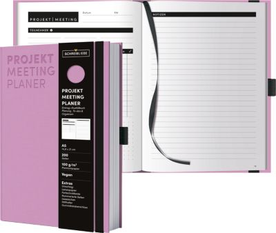 Korsch Projekt- und Meetingplaner, DIN A5, 200 Seiten, FSC-Papier, Leinenstruktur, Farbschnittkante, Gummiband & Stiftehalter, flieder