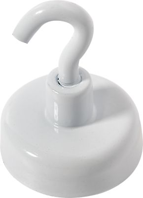 Kraftmagnet mit Haken, Ø 25 mm, Haftkraft  ca. 4 kg, weiß, 5 Stück