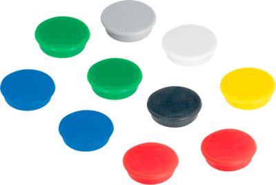 Kraftmagnete Franken, rund, bis 0,3 kg, Speziallackierung, Ø 24 mm, Kunststoff, farbsortiert, 10 Stück