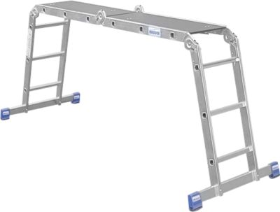 Krause Aluminium-Gelenkleiter, 4 x 3 Sprossen (300 mm tief), SpeedMatic-System, 2 Quertraversen