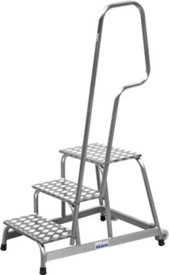 KRAUSE Montagetritt, mit Handlauf/Fahrrollen, 3 Stufen, Höhe 0,6 m, 11 kg