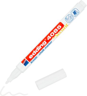 Kreidemarker edding 4085 , für glatte Oberflächen, Strichbreite 1-2 mm, Rundspitze, weiß