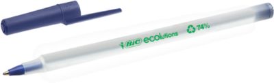 Kugelschreiber mit Kappe BIC® ECOlutions® Round Stic®, 0,4 mm, recycelt, blau, 60 Stck.