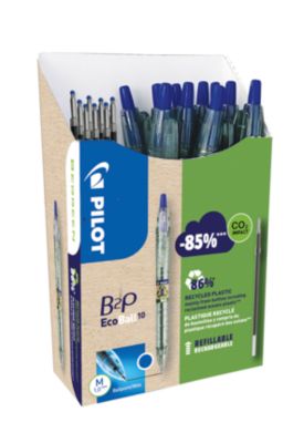 Kugelschreiber PILOT Bottle 2 Pen Ecoball, blau, Strichbreite 0,6 mm, dokumentenecht, nachfüllbar, 86 % Recyclingmaterial, 10 Stück + 10 Minen blau