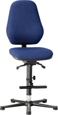 Labordrehstuhl Basic, mit Aufstiegshilfe, Stoffpolster, Duotec blau