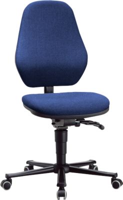 Labordrehstuhl Basic, mit Rollen, Stoffpolster, Duotec blau