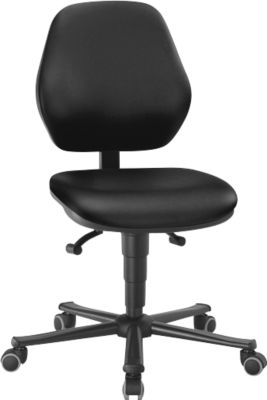 Labordrehstuhl LEANOS 9133, mit Rollen, Kunstleder, schwarz
