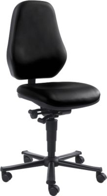 Labordrehstuhl LEANOS 9138, mit Rollen,  Kunstleder, schwarz