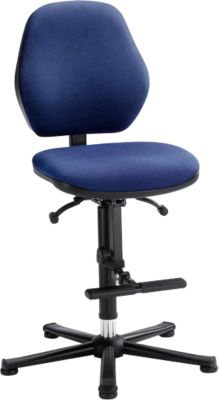 Laborstuhl LEANOS 9131, mit Gleiter u. Aufstiegshilfe, Stoffpolster, Duotec blau