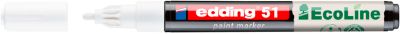 Lackmarker Edding 51 EcoLine, Schreibfarbe Weiß, Rundspitze, Strichstärke 1-2 mm, mit Kappe, wasserbasiert, nachfüllbar, 10 Stück