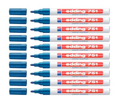 Lackmarker EDDING 751, 10 Stück, Rundspitze, Strichbreite 1-2 mm, blau, 10 Stück