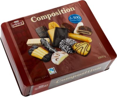 Lambertz Gebäckmischung Composition, Metalldose, 13-fach sortiert, in 4er-Frischepacks, 1 kg Inhalt