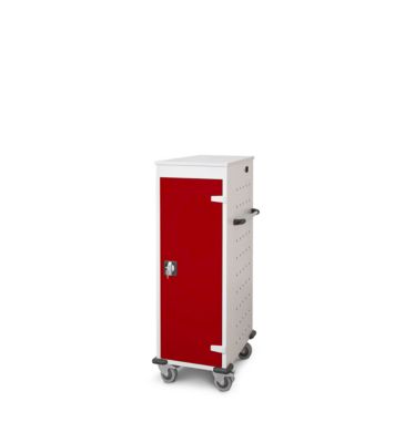 Laptopwagen mit Ladefunktion, 2-Punkt-Verriegelung, CH-Stecker, Feststellbremse, 10 Fächer, B 530 x T 1250 x H 500, weinrot