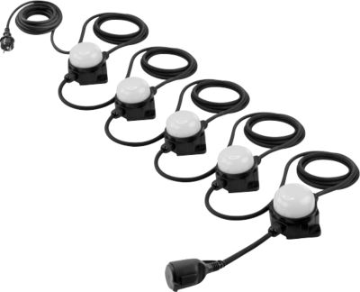LED Arbeitsleuchtenkette Ansmann Light-Cord LC6000AC, 5 Einheiten mit jeweils 10 W, 6000 lm, 6500 K, AC-Steckdose, Hängehaken/Montagelöcher, Länge 14 m