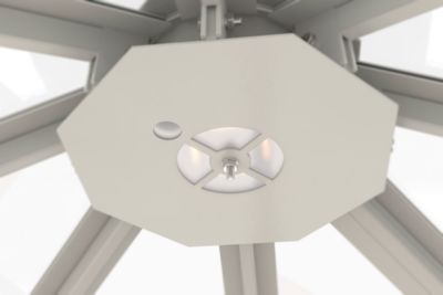 LED-Beleuchtung für Achteck-Raucherpavillon Modell Paris, Lichtfarbe neutralweiss, 11 W, IP65, Platte grauweiss RAL 9002