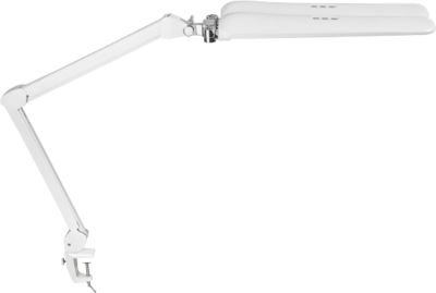 LED-Klemmleuchte MAULcraft duo, 2 Köpfe, Leistung 22 W, dimmbar, um 360° drehbar, 2860 lm, Klemmweite 63 mm, weiß