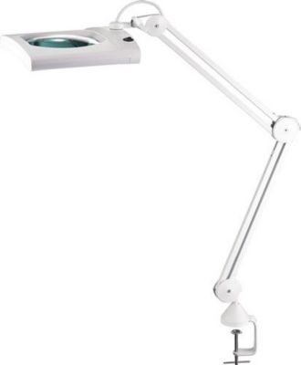 LED-Lupenleuchte Glaslinse 190,5mm (7,5Zoll)Tischklemme weiß