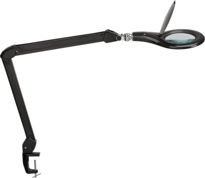 LED Lupenleuchte MAULmakro, 3-Dioptrien-Linse, 8 W, 580 lm, 6500 K, Arm um 360° dreh-& neigbar, höhenverstellbar, Klemmfuß, schwarz