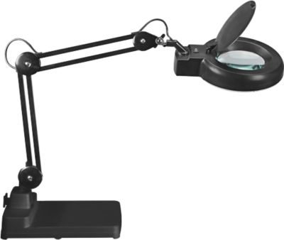LED-Lupenleuchte MAULvisio, Leistung 8 W, 1200 lm, 3-Dioptrien-Linse, drehbarer Standfuß, schwarz