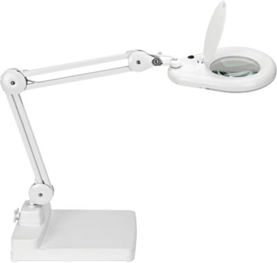 LED-Lupenleuchte MAULvisio, Leistung 8 W, 1200 lm, 3-Dioptrien-Linse, drehbarer Standfuß, weiß
