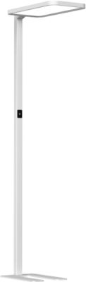LED-Stehleuchte Butler, 80 W, 8800 lm, 4000 K, bildschirmarbeitsplatzfähig, direkt/indirekt leuchtend, stufenlos dimmbar, Bewegungssensor, silber