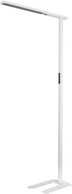 LED-Stehleuchte MGL LICHT OSL6000, 60W, 6520 lm, 4000K, dimmbar, Multifunktionstouchpanel, Bewegungs- & Tageslichtsensor, Direkt-/Indirektlicht, höhenverstellbare Drehfüße, weiß