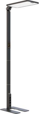 LED Stehleuchte STARIS, 80 W, 10070 lm, 3000 - 6000 K, dimmbar, direkt/indirekt leuchtend, für Bildschirmarbeitsplätze, Tageslichtsensor, 3 Steckdosen, schwarz