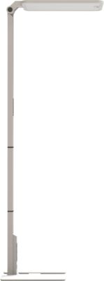 LED Stehleuchte STARIS, 80 W, 10070 lm, 3000 - 6000 K, dimmbar, direkt/indirekt leuchtend, für Bildschirmarbeitsplätze, Tageslichtsensor, 3 Steckdosen, silber