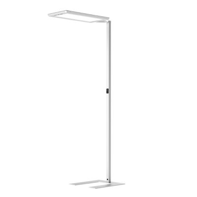 LED-Stehleuchte Waldmann YARA.single, 107 W, 15000 lm, 2700–6500 K, magnetisches Bedienteil, Bewegungs- & Tageslichtsensor, Direkt-/Indirektlicht, alusilber