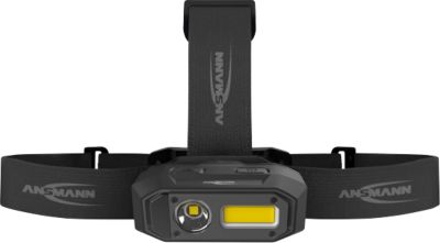 LED-Stirnlampe Ansmann HD800RS, 800 Lumen, 80 m Reichweite, bis zu 10 h, Gestensteuerung, flexibles Stirnband, B 82 × T 41,5 × H 52 mm, schwarz